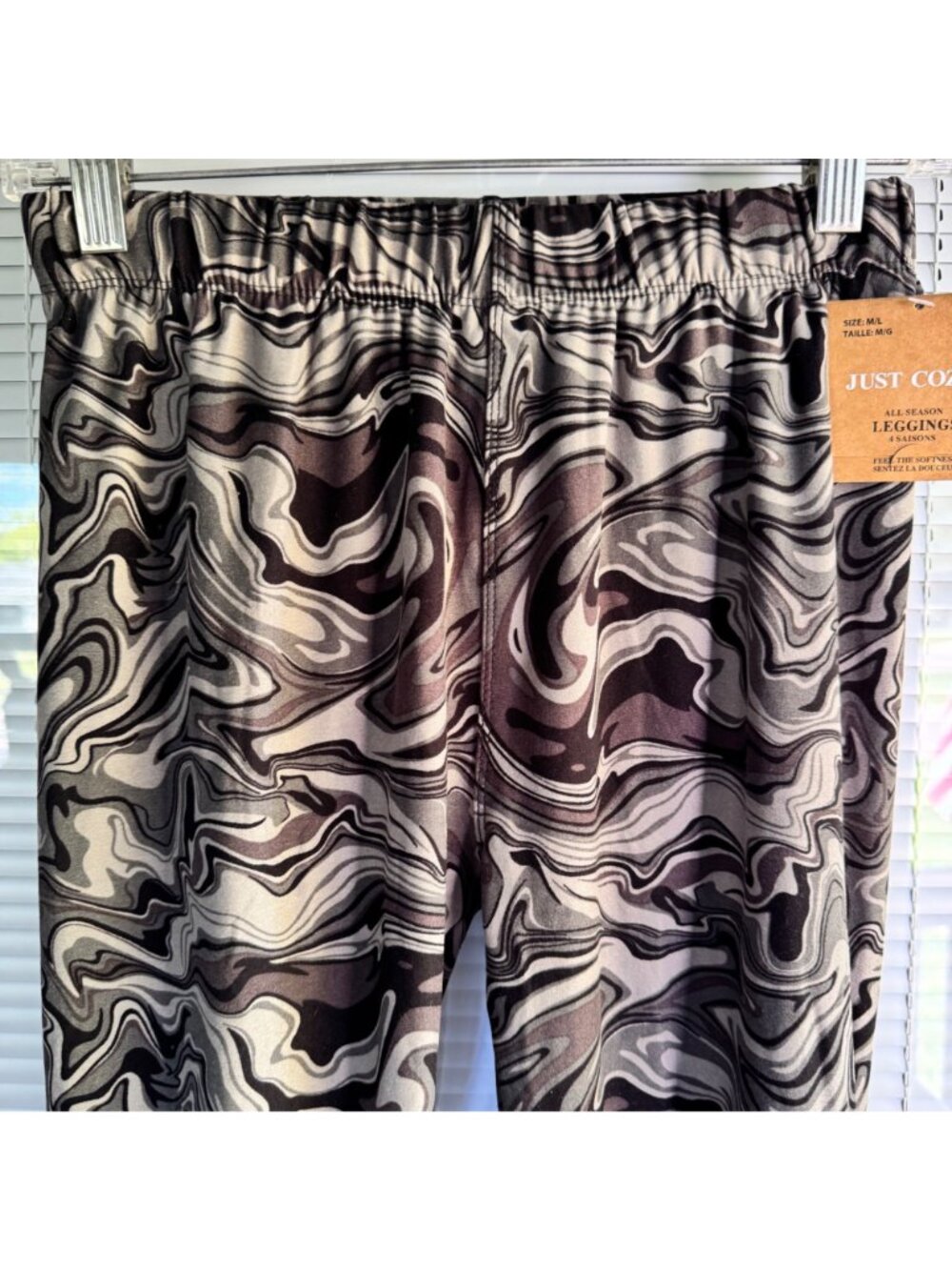 Just Cozy Womens All-Season Leggings Swirl Camouflage Print M/L Lightweight NWT - Picture 7 of 9